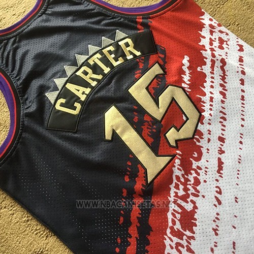 Camiseta Toronto Raptors Vince Carter NO 15 Mitchell & Ness Negro Rojo
